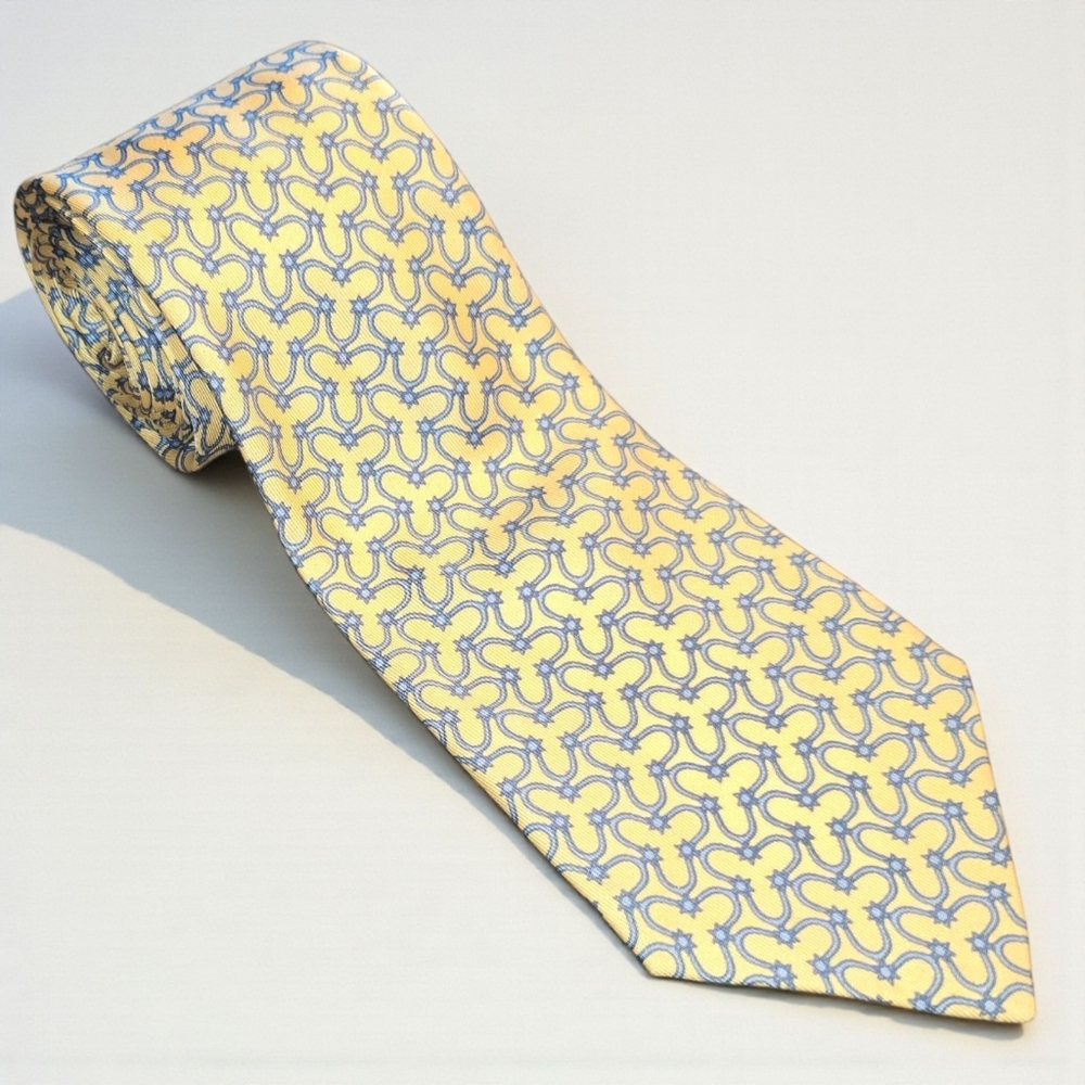 Hermes Paris Silk Necktie Geometric Print Tie Made in France 7054 TA 3.25" X 54"